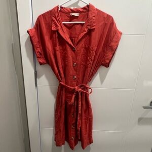 Altar’d State Button Down Linen Dress - Barely Worn